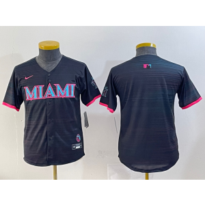 MLB Marlins Blank Black 2025 City Connect Nike Cool Base Youth Jersey