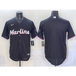 MLB Marlins Blank Black Nike Cool Base Men Jersey