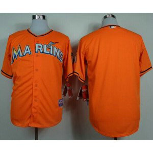 MLB Marlins Blank Orange Cool Base Men Jersey