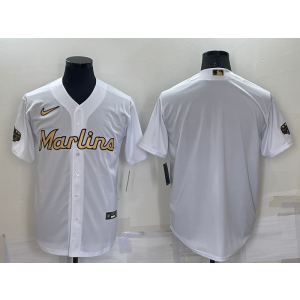 MLB Marlins Blank White 2022 All-Star Nike Cool Base Men Jersey