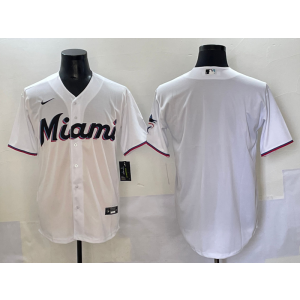 MLB Marlins Blank White Nike Cool Base Men Jersey