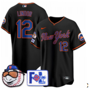MLB Mets 12 Francisco Lindor Black New Nike Cool Base Men Jersey