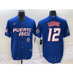 MLB Mets 12 Francisco Lindor Blue 2023 World Series Men Jersey