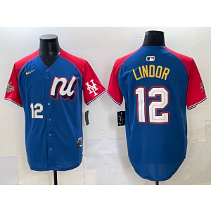 MLB Mets 12 Francisco Lindor Blue Alternate 2025 All Star Nike Cool Base Men Jersey