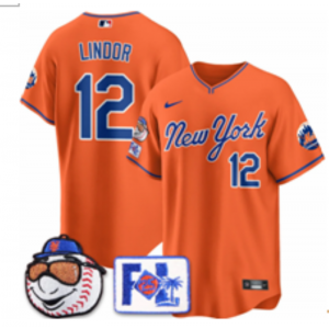MLB Mets 12 Francisco Lindor Orange New Nike Cool Base Men Jersey