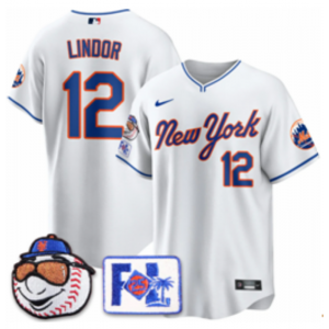 MLB Mets 12 Francisco Lindor White New Nike Cool Base Men Jersey