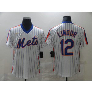 MLB Mets 12 Francisco Lindor White Nike Cool Base Men Jersey