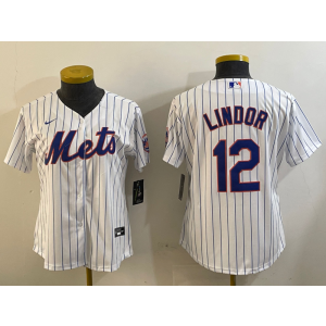 MLB Mets 12 Francisco Lindor White Nike Cool Base Youth Jersey