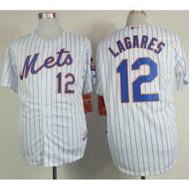 MLB Mets 12 Juan Lagares White(Blue Strip) Home Cool Base Men Jersey