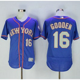 MLB Mets 16 Dwight Gooden Blue(Grey NO.) Flexbase Men Jersey