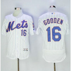 MLB Mets 16 Dwight Gooden White(Blue Strip) Flexbase Men Jersey