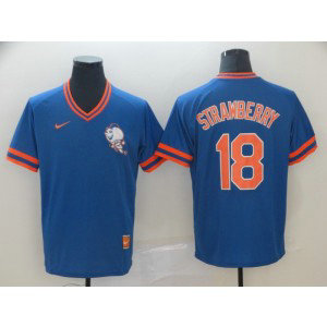 MLB Mets 18 Darryl Strawberry Blue Nike Cooperstown Collection Legend V-Neck Men Jersey
