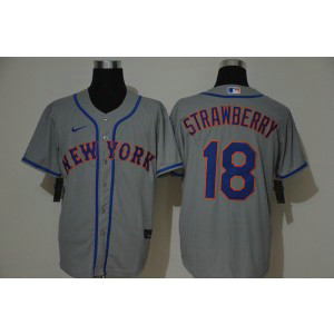 MLB Mets 18 Darryl Strawberry Grey 2020 Nike Cool Base Men Jersey
