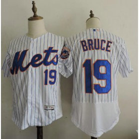 MLB Mets 19 Jay Bruce White Blue Strip Flexbase Men Jersey