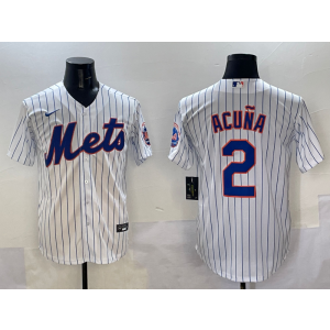 MLB Mets 2 Acuna White Nike Cool Base Men Jersey
