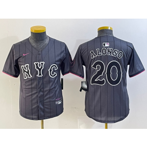 MLB Mets 20 Pete Alonso Black 2024 City Connect Nike Cool Base Youth Jersey
