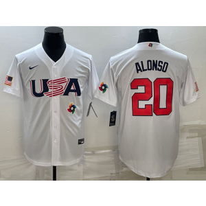 MLB Mets 20 Pete Alonso White 2023 World Series Cool Base Men Jersey 1
