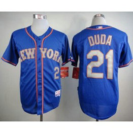 MLB Mets 21 Lucas Duda Blue(Grey ) Alternate Road Cool Base Men Jersey