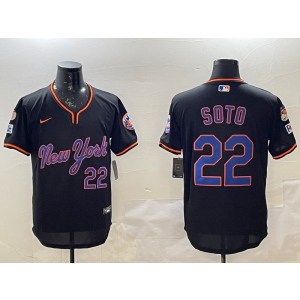 MLB Mets 22 Soto Black Alternate Nike Cool Base Men Jersey