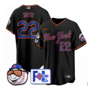 MLB Mets 22 Soto Black New Nike Cool Base Men Jersey