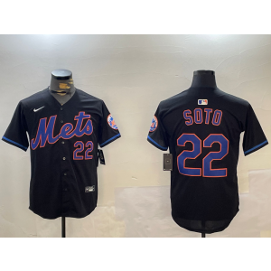 MLB Mets 22 Soto Black Nike Cool Base Men Jersey