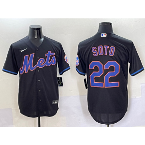 MLB Mets 22 Soto Black Nike Cool Base Men Jersey