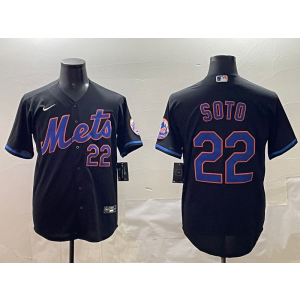 MLB Mets 22 Soto Black Nike Cool Base Men Jersey