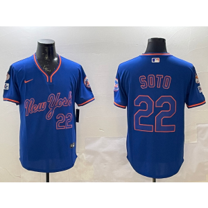 MLB Mets 22 Soto Blue Alternate Nike Cool Base Men Jersey