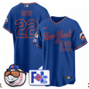 MLB Mets 22 Soto Blue New Nike Cool Base Men Jersey