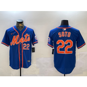 MLB Mets 22 Soto Blue Nike Cool Base Men Jersey