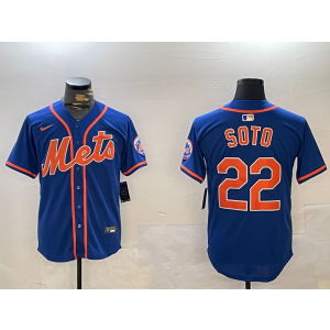 MLB Mets 22 Soto Blue Nike Cool Base Men Jersey