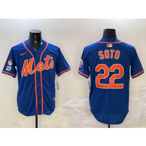 MLB Mets 22 Soto Blue Nike Cool Base Men Jersey