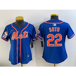 MLB Mets 22 Soto Blue Nike Cool Base Youth Jersey