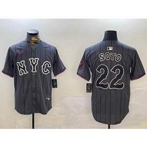 MLB Mets 22 Soto Grey City Nike Cool Base Men Jersey