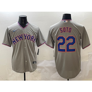 MLB Mets 22 Soto Grey Nike Cool Base Men Jersey