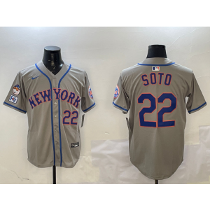 MLB Mets 22 Soto Grey Nike Cool Base Men Jersey