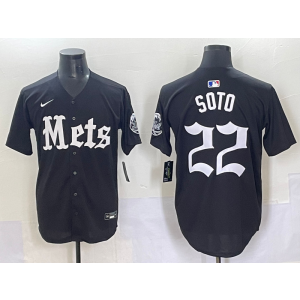 MLB Mets 22 Soto New Black Nike Cool Base Men Jersey