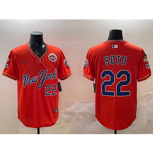 MLB Mets 22 Soto Orange Alternate Nike Cool Base Men Jersey