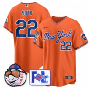MLB Mets 22 Soto Orange New Nike Cool Base Men Jersey