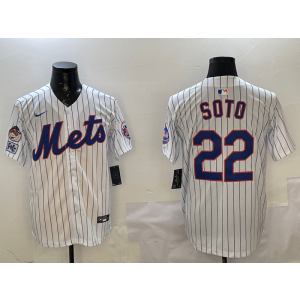 MLB Mets 22 Soto White Nike Cool Base Men Jersey