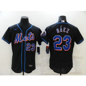 MLB Mets 23 Baez Black Flexbase Men Jersey