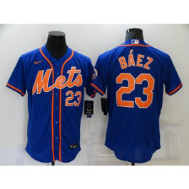 MLB Mets 23 Baez Blue Flexbase Men Jersey