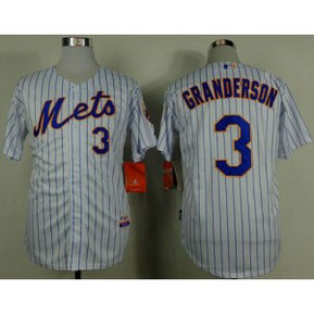 MLB Mets 3 Curtis Granderson White(Blue Strip) Home Cool Base Men Jersey