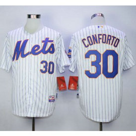 MLB Mets 30 Michael Conforto White(Blue Strip) Cool Base Men Jersey