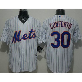 MLB Mets 30 Michael Conforto White(Blue Strip) New Cool Base Men Jersey