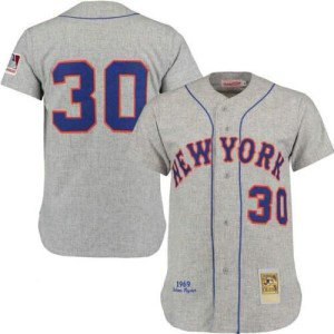 MLB Mets 30 Nolan Ryan Grey Throwback Men Jersey