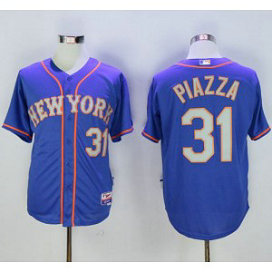 MLB Mets 31 Mike Piazza Blue Grey 2016 Hall Of Fame Men Jersey