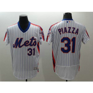 MLB Mets 31 Mike Piazza White 2016 Flexbase Throwback Men Jersey