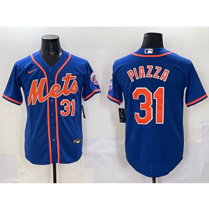 MLB Mets 31 PIAZZA Blue Nike Cool Base Men Jersey