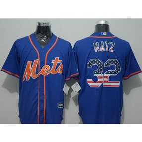 MLB Mets 32 Steven Matz Blue USA Flag Fashion Men Jersey